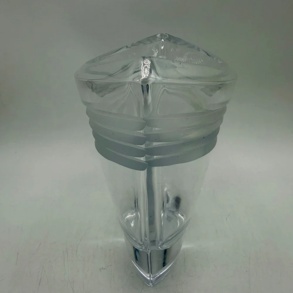 Crystal Glass Boat Shaped Vase Frosted Band Accents Modern Decor Excellent